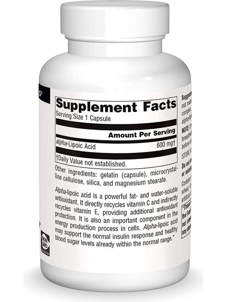 Source Naturals, Alpha Lipoic Acid 600 mg, 60 capsules
