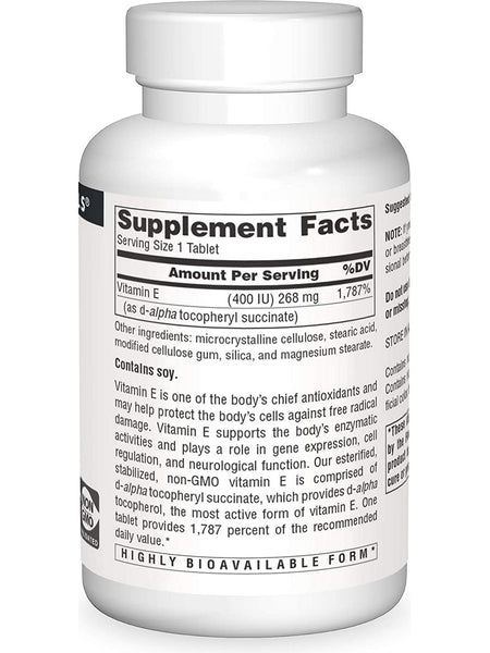 Source Naturals, Vitamin E, Non-GMO 400 IU, 120 tablets