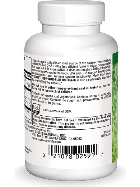 Source Naturals, Vegan True® Non-Fish Omega-3s 300 mg, 30 vegan softgels