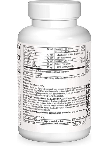 Source Naturals, Vegan TrueÂ® Vitamin C Plantioxidant Complex, 60 tablets