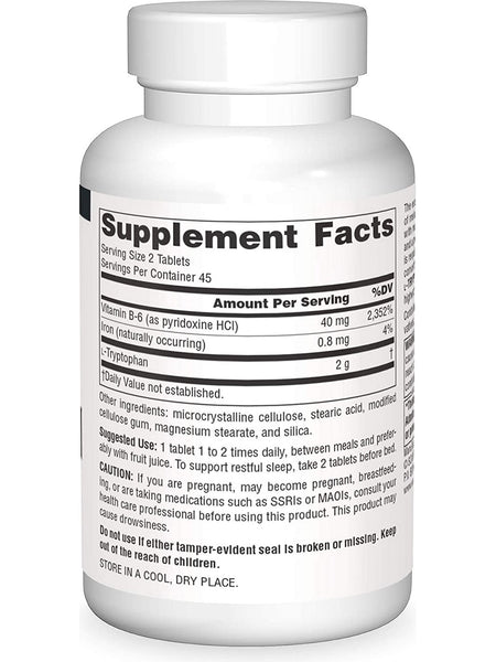 Source Naturals, L-Tryptophan with Vitamin B-6 1000 mg, 90 tablets