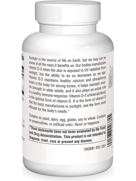 Source Naturals, Vitamin D-3 2000 IU, 400 capsules