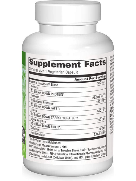 Source Naturals, Vegan True® Non-GMO Essential Enzymes® 500 mg, 45 vegetarian capsules