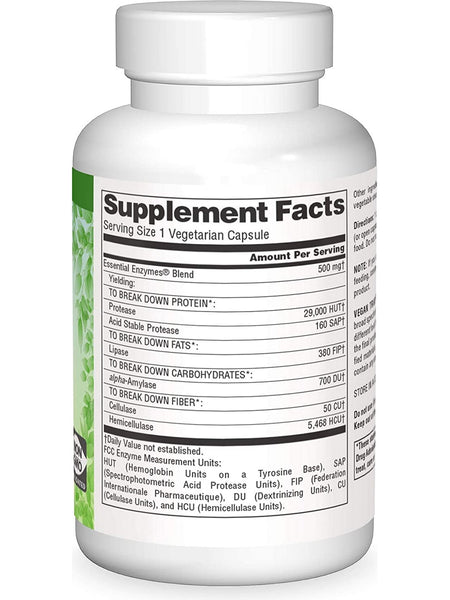 Source Naturals, Vegan True® Non-GMO Essential Enzymes® 500 mg, 90 vegetarian capsules