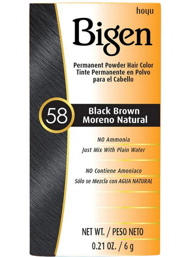 ** 6 PACK ** Solstice, Bigen, Permanent Powder Hair Color, #58 Black Brown, 0.21 oz