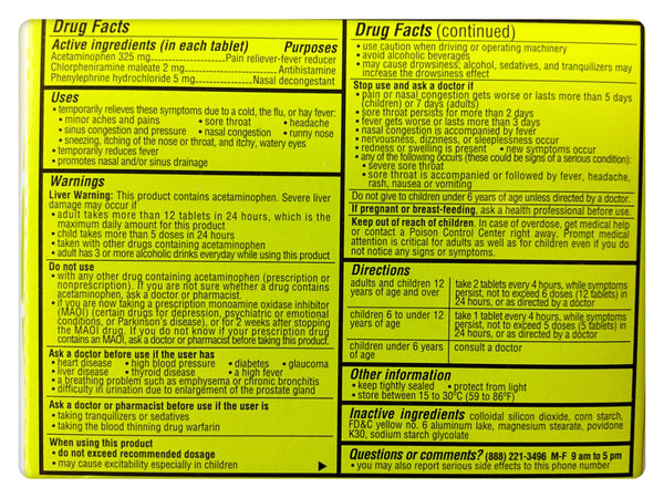 Solstice, Fortune, Coltalin Extra Fast Cold & Flu Tablets (For Adults), 36 tablets