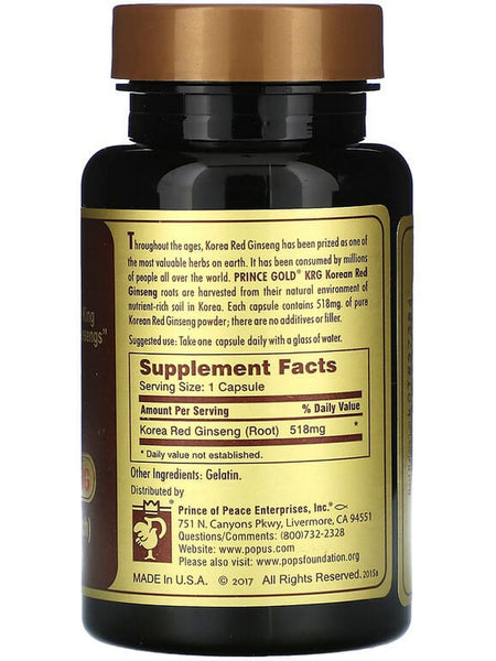 Prince of Peace, Korean Red Ginseng, 518 mg, 50 Capsules