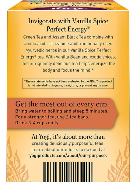Yogi, Vanilla Spice Perfect Energy, 16 Tea Bags