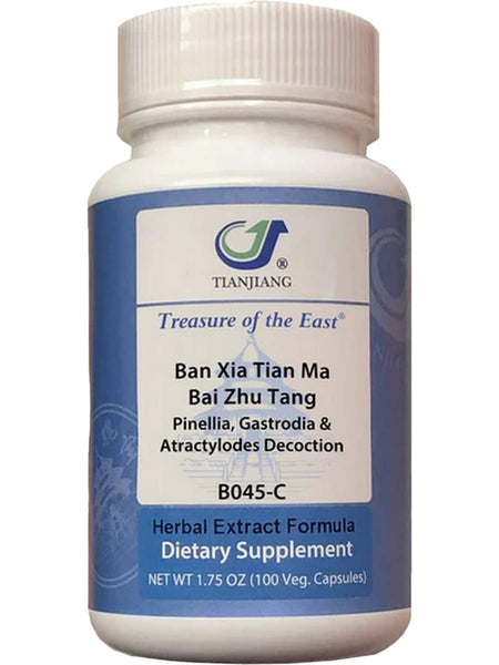 Treasure of the East, Ban Xia Tian Ma Bai Zhu Tang, Pinellia, Gastrodia & Atractylodes Decoction, 100 Vegetarian Capsules