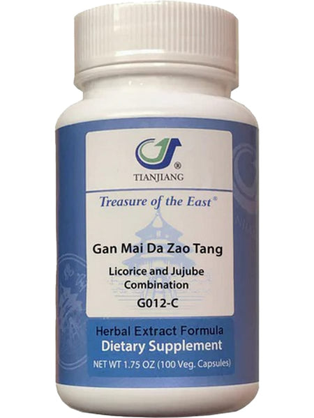 Treasure of the East, Gan Mai Da Zao Tang, Licorice & Jujube Combination, 100 Vegetarian Capsules