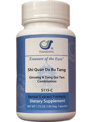 Treasure of the East, Shi Quan Da Bu Tang, Ginseng & Dang Gui Ten Combination, 100 Vegetarian Capsules