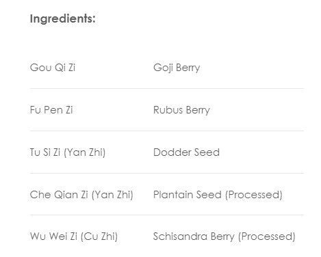 Treasure of the East, Wu Zi Yan Zong Wan, Five Seeds Combination, 100 Vegetarian Capsules