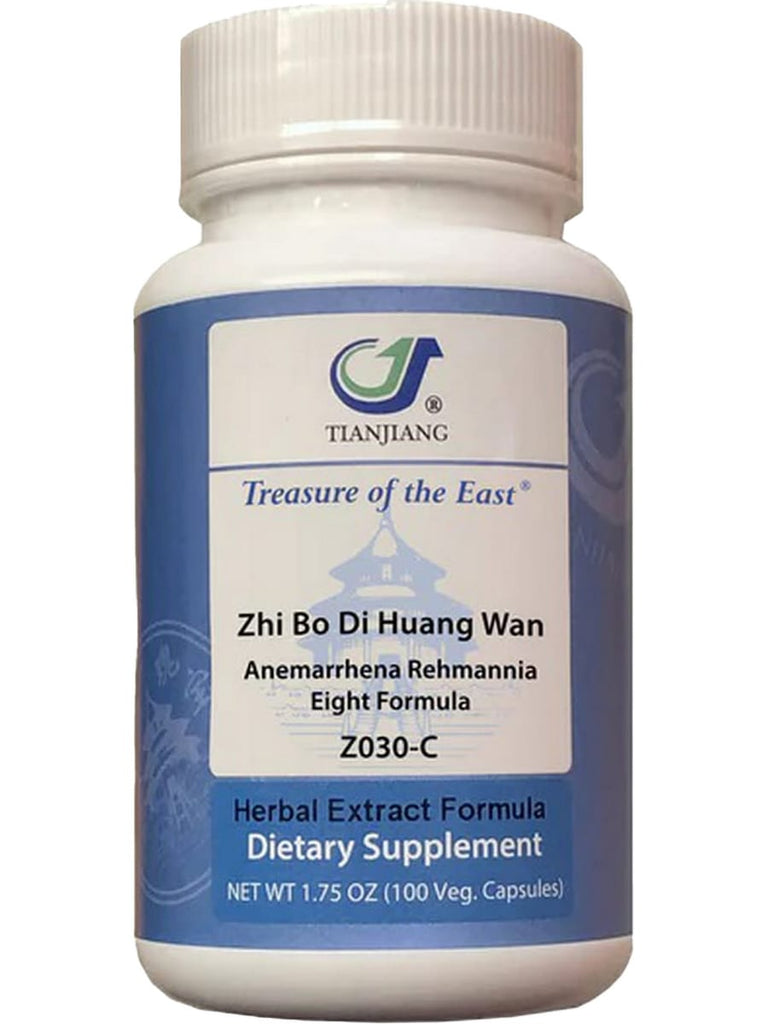 Treasure of the East, Zhi Bai Di Huang Wan, Anemarrhen Rehmannia Eight Formula, 100 Vegetarian Capsules