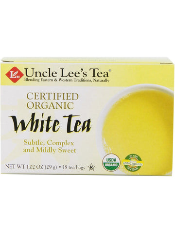 ** 12 PACK ** Uncle Lee's Tea, Certified Organic White Tea, 18 Tea Bags