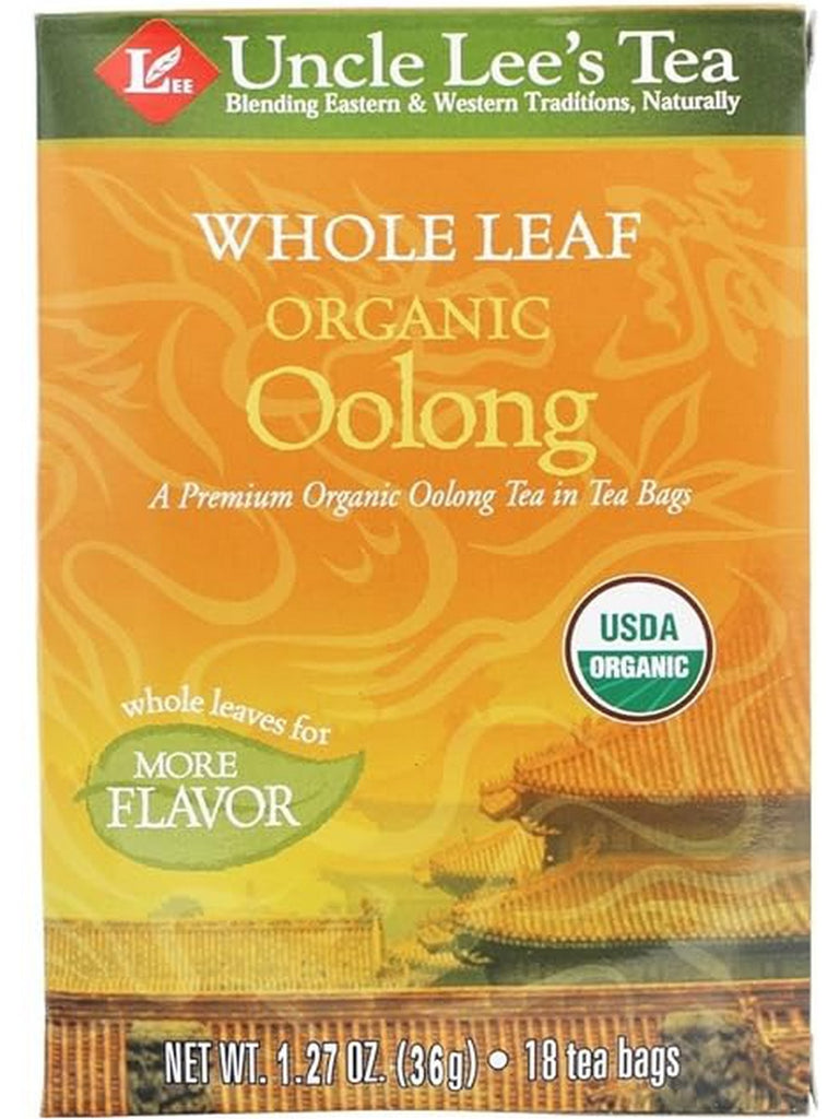 ** 12 PACK ** Uncle Lee's Tea, Whole Leaf 100% Organic Oolong, 18 Tea Bags