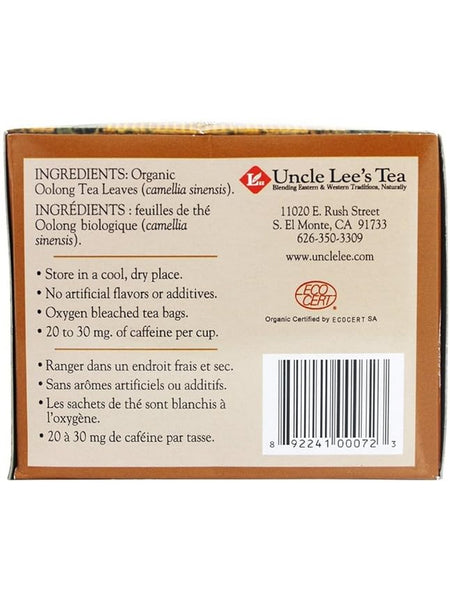 Uncle Lee's Tea, Whole Leaf 100% Organic Oolong, 18 Tea Bags