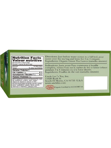 Uncle Lee's Tea, Organic Green Tea, 40 Tea Bags