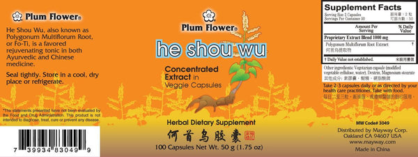Plum Flower, He Shou Wu, 100 ct