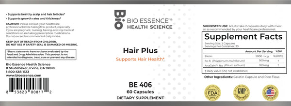 Bio Essence Health Science, Hair Plus, 60 Capsules