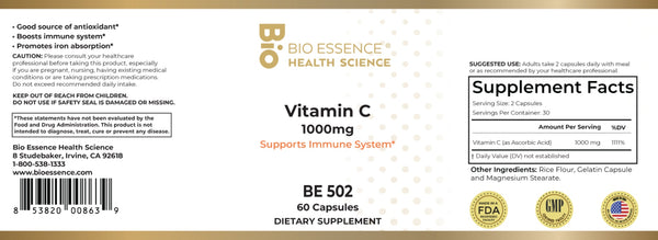 Bio Essence Health Science, Vitamin C 1000mg, 60 Capsules