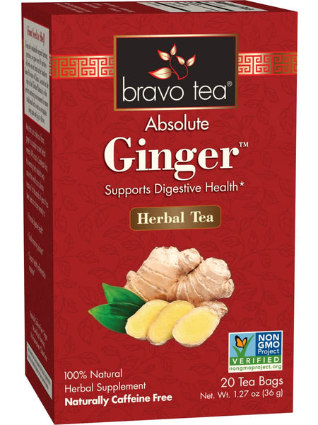 ** 12 PACK ** Bravo Tea, Ginger, 20 Tea Bags