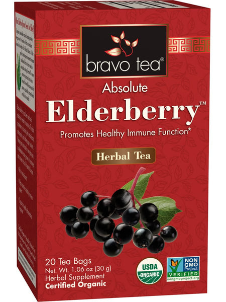 ** 12 PACK ** Bravo Tea, Elderberry, Organic, 20 Tea Bags