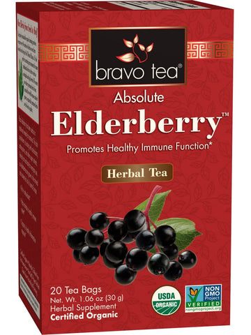 ** 12 PACK ** Bravo Tea, Elderberry, Organic, 20 Tea Bags