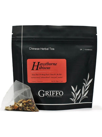 Griffo Botanicals, Hawthorne Hibiscus Tea, Shan Zha Fu Rong Hua Chen Pi Bo He, 14 Teabags