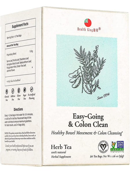 Easy-Going & Colon Clean Tea, 20 tea bags, Health King