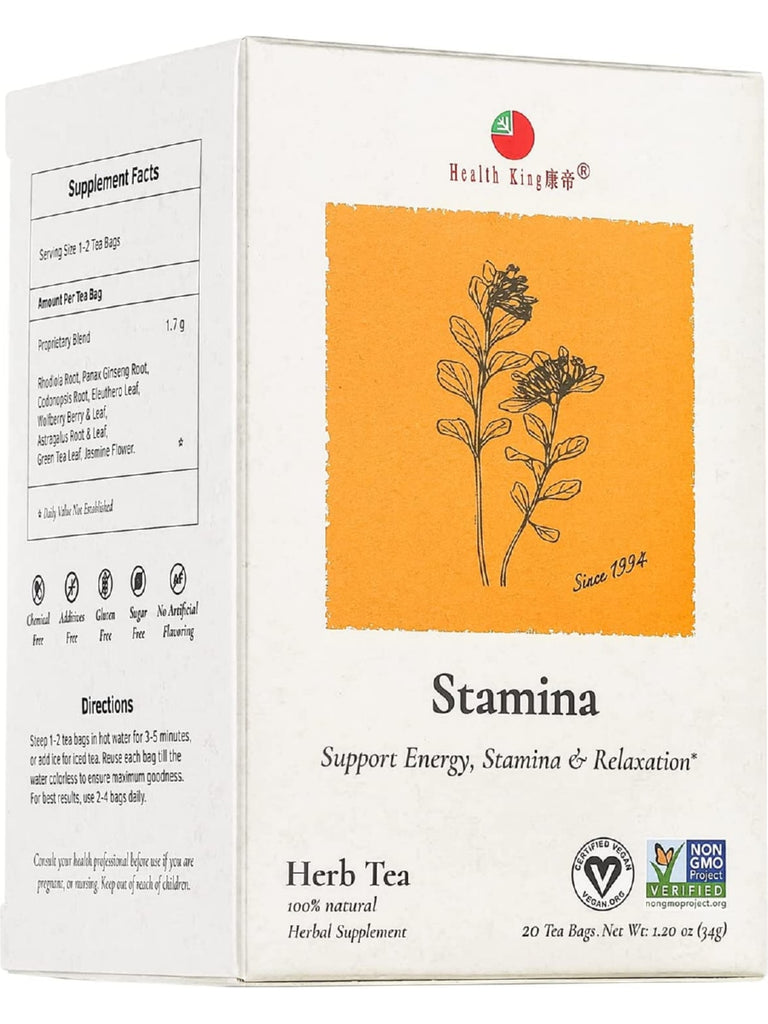 Stamina Tea, 20 tea bags, Health King