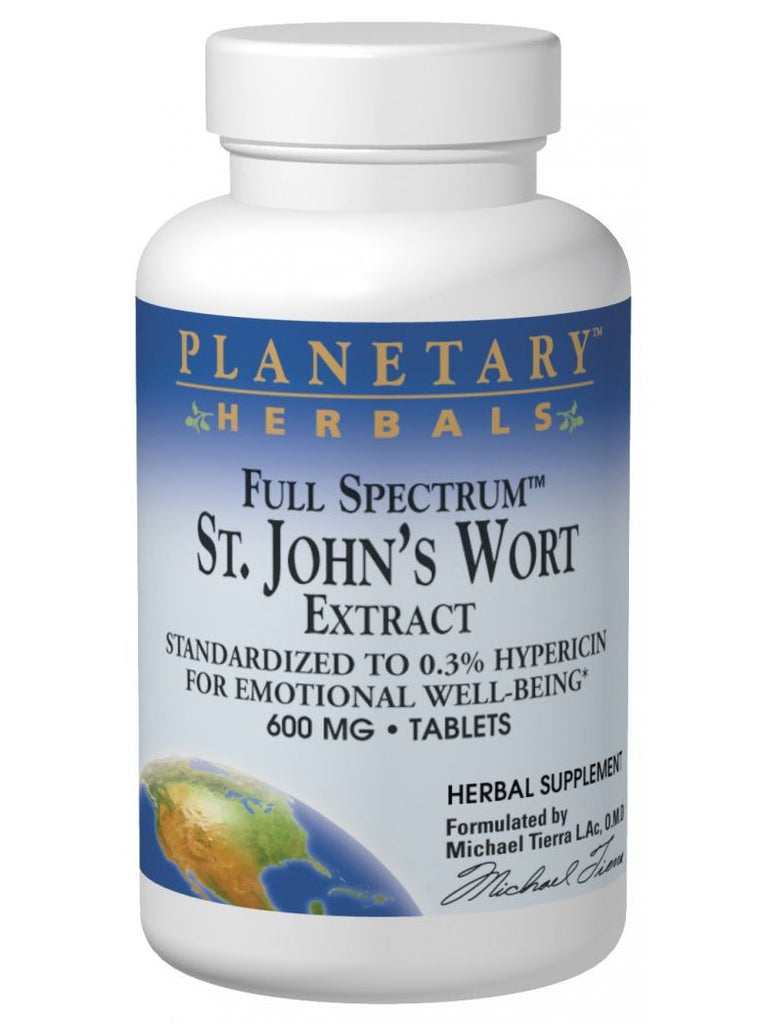 St. John's Wort Ext 600mg Full Spectrum Std 0.3% Hypericin, 120 ct, Planetary Herbals