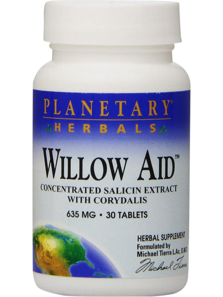 Planetary Herbals, Willow Aid™ 635 mg, 30 Tablets