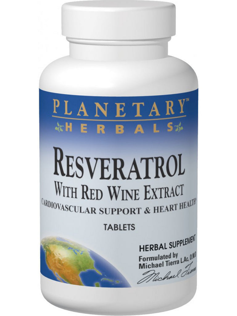 Planetary Herbals, Resveratrol with Red Wine Extract 885 mg, 30 Tablets