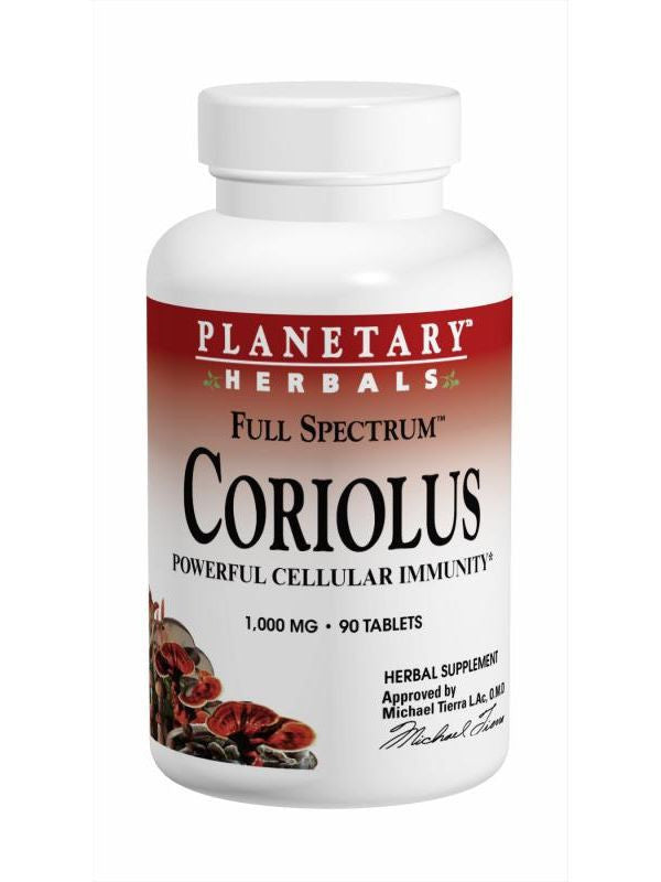 Planetary Herbals, Coriolus Full Spectrum 1000mg 90T, 90 ct