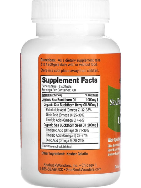 SeabuckWonders, Sea Buckthorn Oil Blend, Omega-7 Complete, 120 Softgels