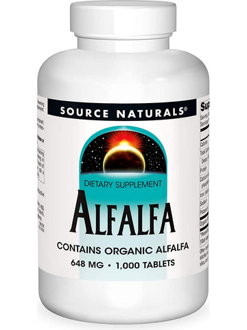 Source Naturals, Alfalfa 648 mg, 1000 tablets