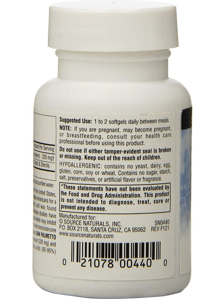 Source Naturals, Saw Palmetto Extract 160 mg, 30 softgels