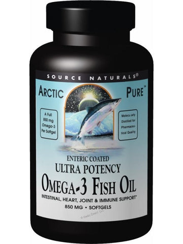 Source Naturals, ArcticPure Omega-3 Fish Oil Ultra Potency, 850mg Enteric-Coated, 120 softgels