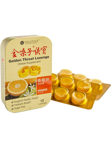 Solstice, Golden Throat Lozenge-Sugar Free (Orange Flavor), 12 lozenges
