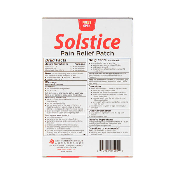 Solstice, Pain Relief Patch, Large Size, 6 patches