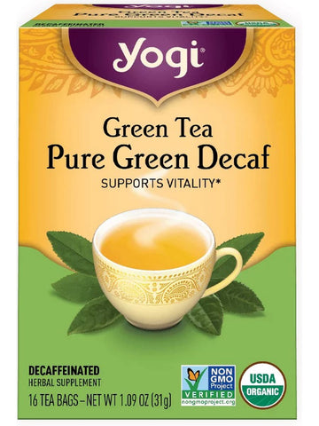 ** 12 PACK ** Yogi, Green Tea Pure Green Decaf, 16 Tea Bags