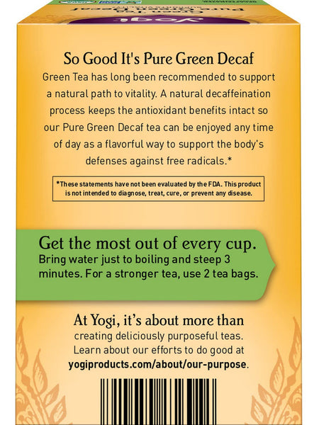 Yogi, Green Tea Pure Green Decaf, 16 Tea Bags