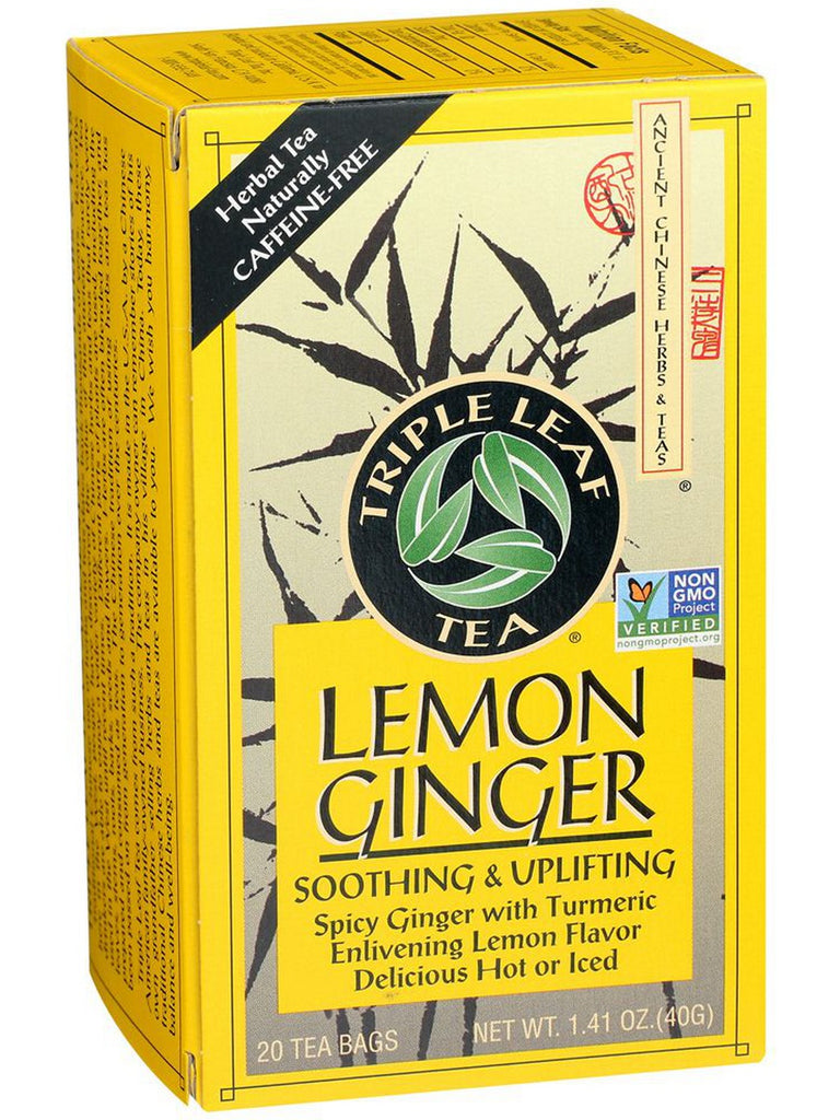 Lemon Ginger Tea, 20 teabags, Triple Leaf Tea