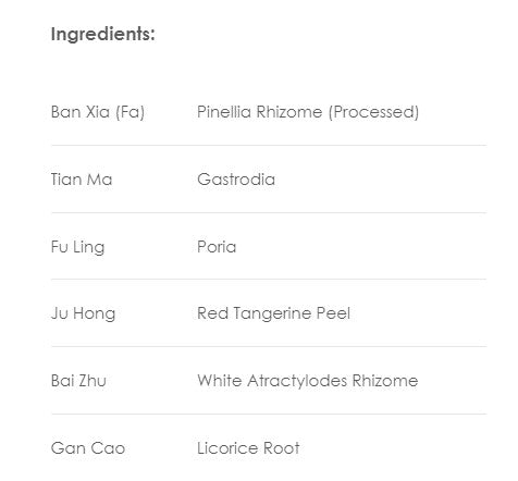 Treasure of the East, Ban Xia Tian Ma Bai Zhu Tang, Pinellia, Gastrodia & Atractylodes Decoction, 100 Vegetarian Capsules