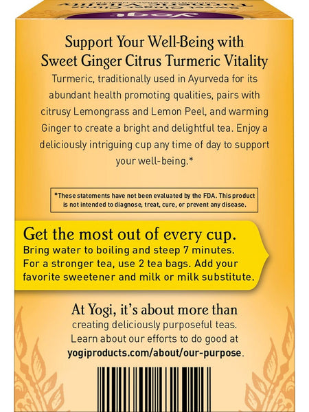 Yogi, Sweet Ginger Citrus Turmeric, 16 Tea Bags